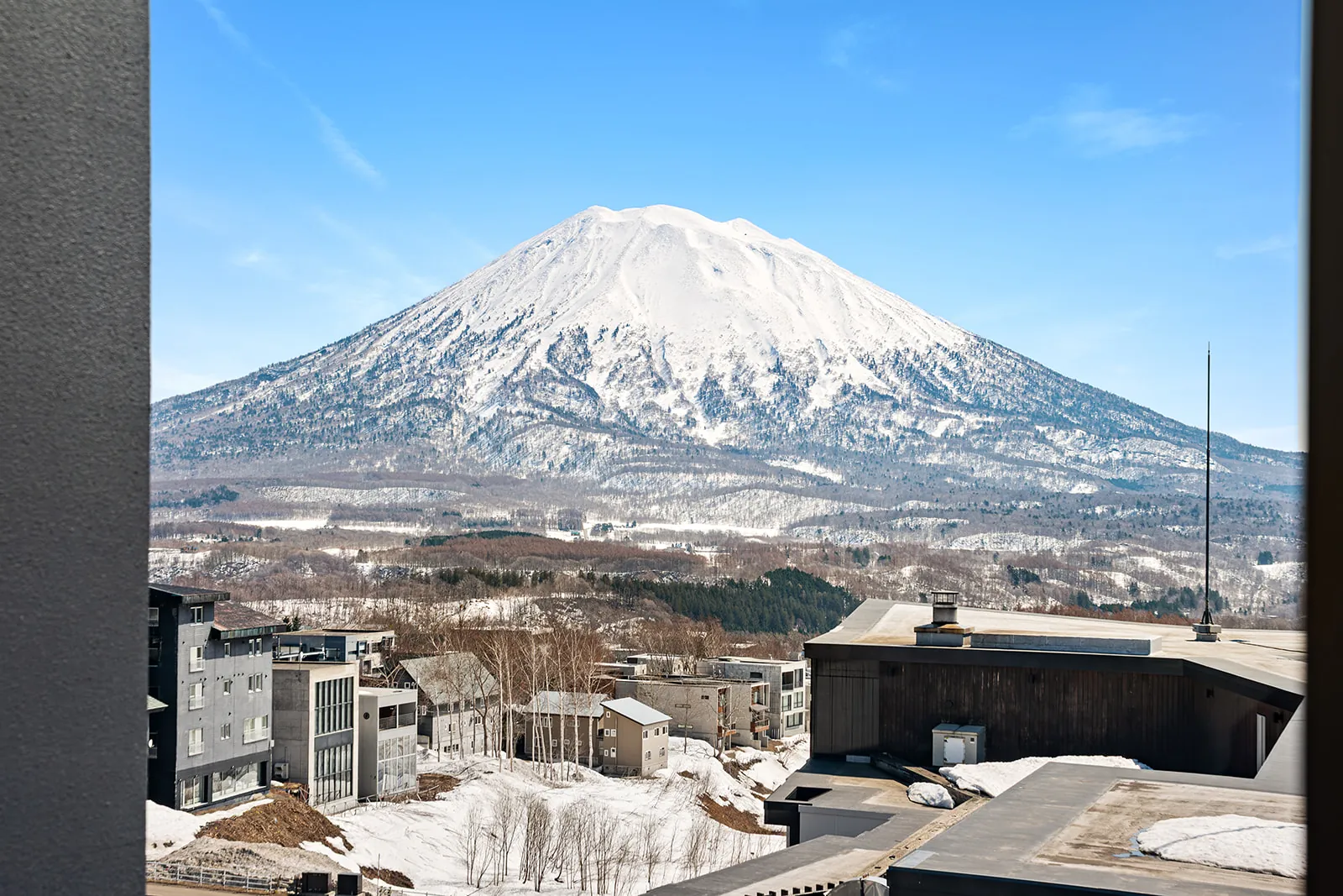 Mount Yotei seen from the upper floors of Alpen Ridge Hotel Niseko