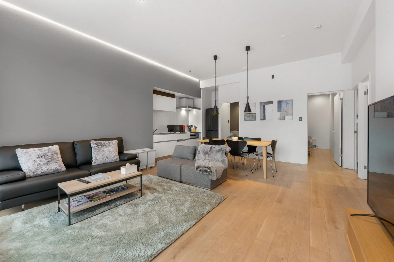 Open plan living space at Bisha Niseko