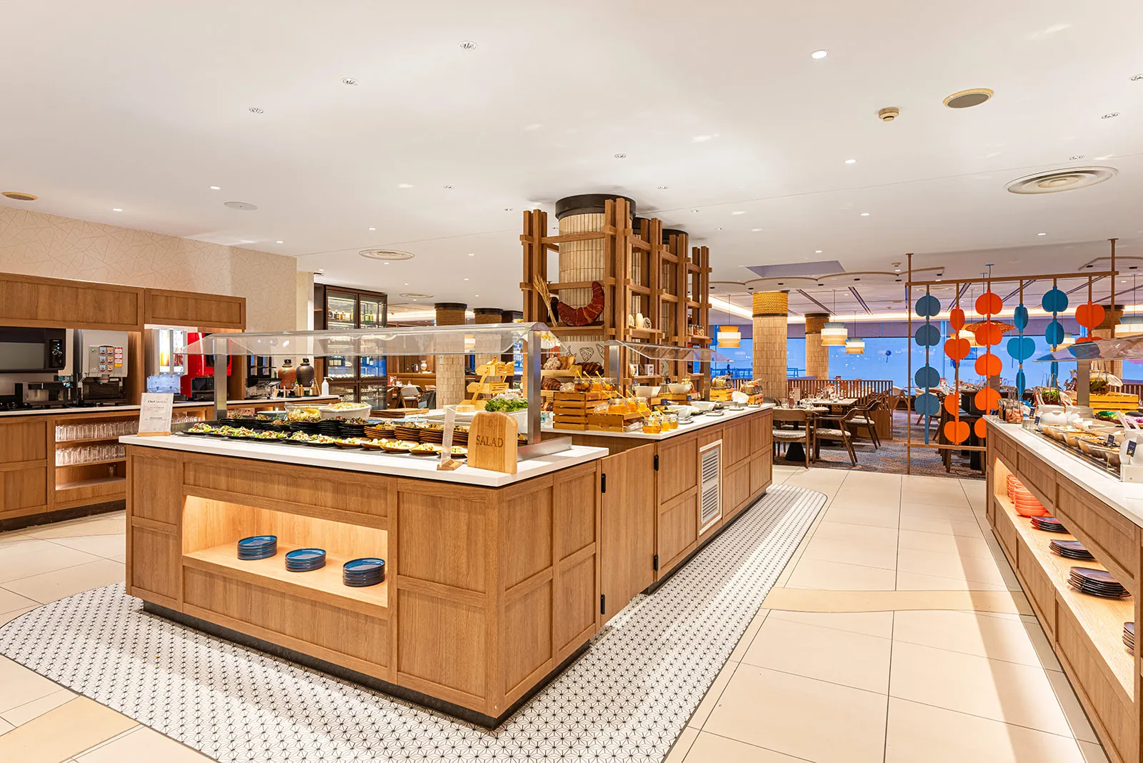 Daichi buffet stations set for evening service, Club Med Sahoro