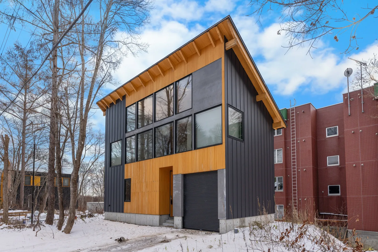Dreamlife Niseko black and timber house in winter