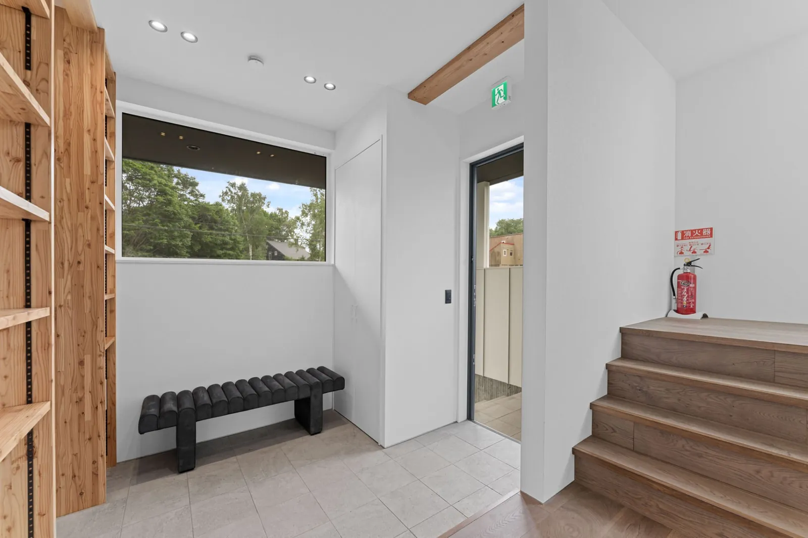 Genkan entry and stairs at Hikari Hanazaki