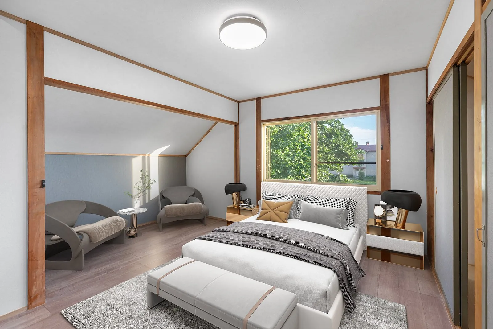 Attic bedroom after virtual staging at Kutchan House 2