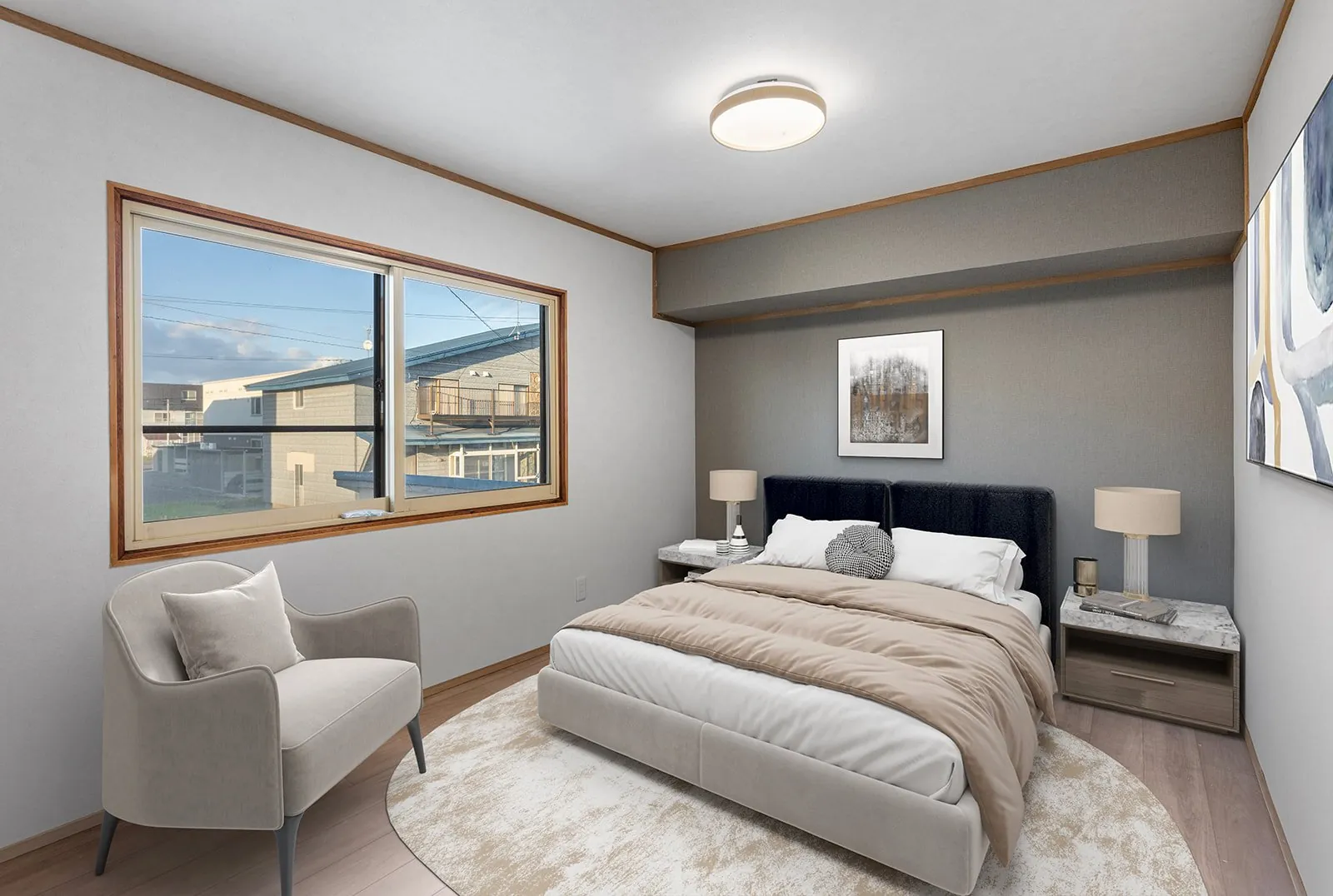 Master bedroom after virtual staging at Kutchan House 2