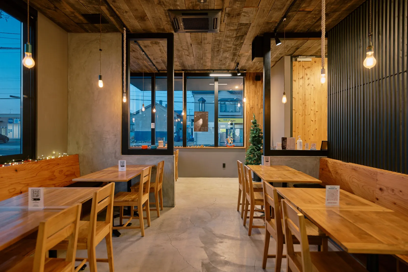 Timber dining room at Snowy Cafe Niseko